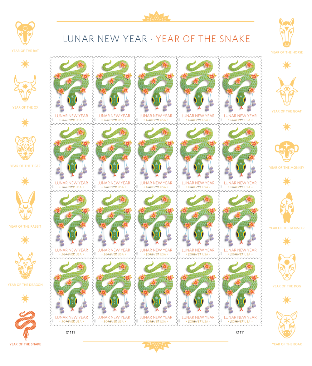 2025 Lunar New Year Year of the Snake Stamps 100 pcs - Forever Stamps